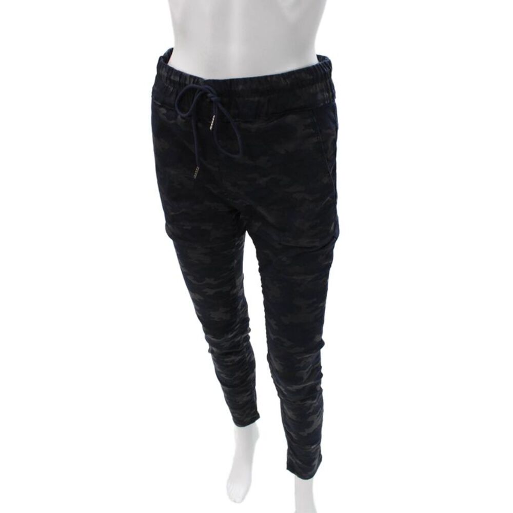 Flog Women Jogger Pants Blue Camouflage Cotton Drawstring Inseam 28 Size 27